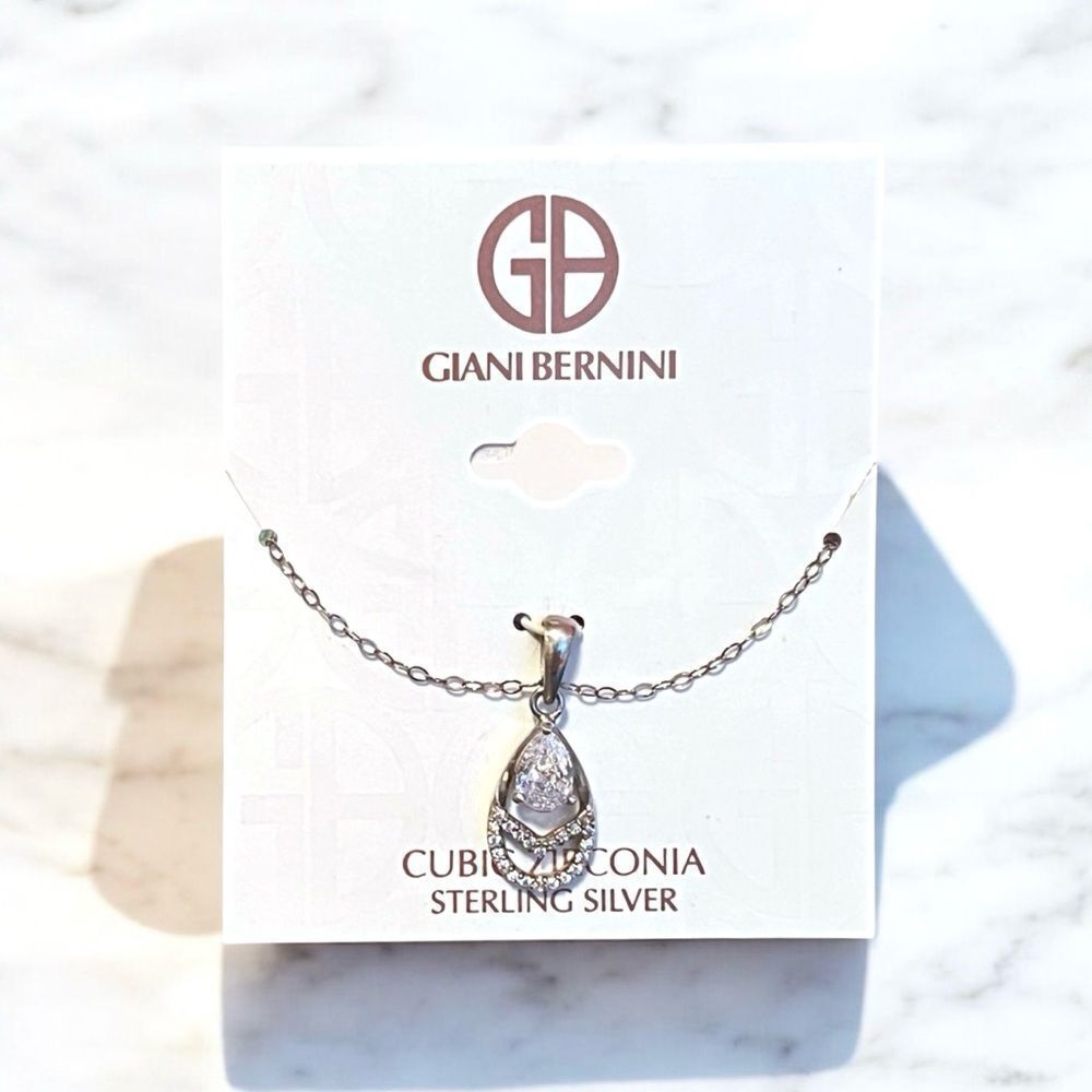 Giani Bernini Sterling Silver Cubic Zirconia Pave Pear Necklace